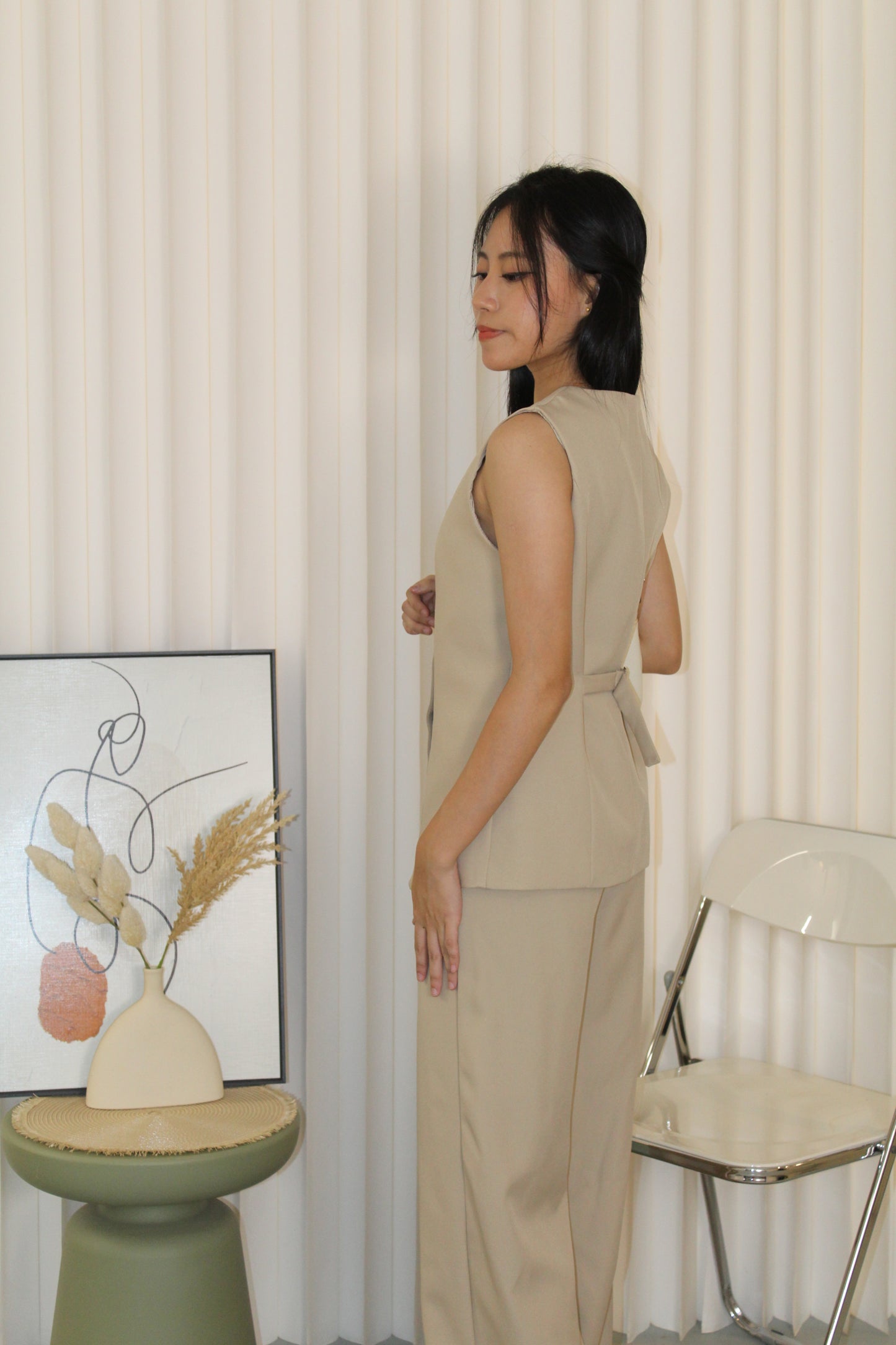 Jane Vest Pants Two Piece Set (Black)