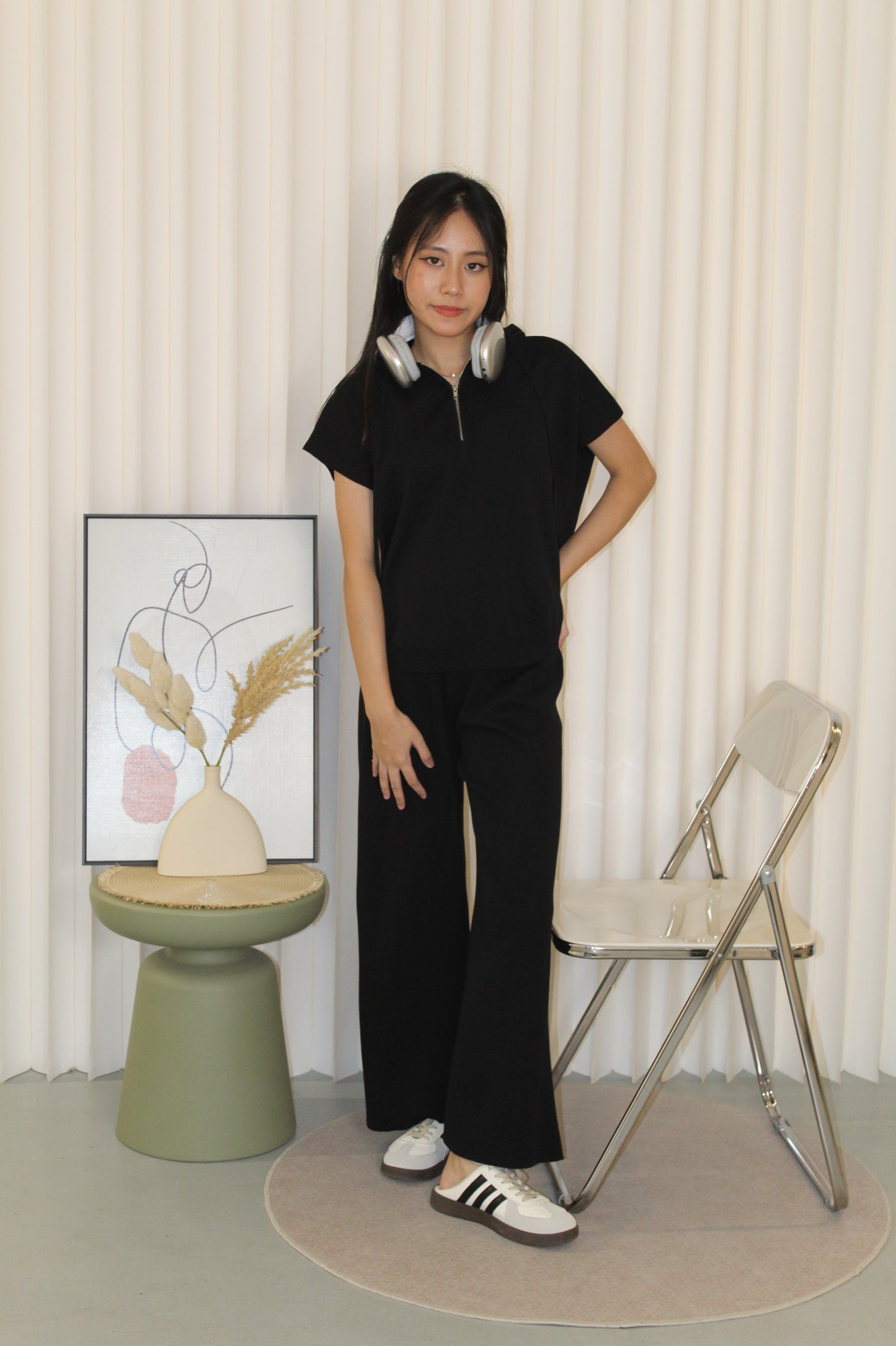Aiko Knit Two Piece Pants Set (Khaki)