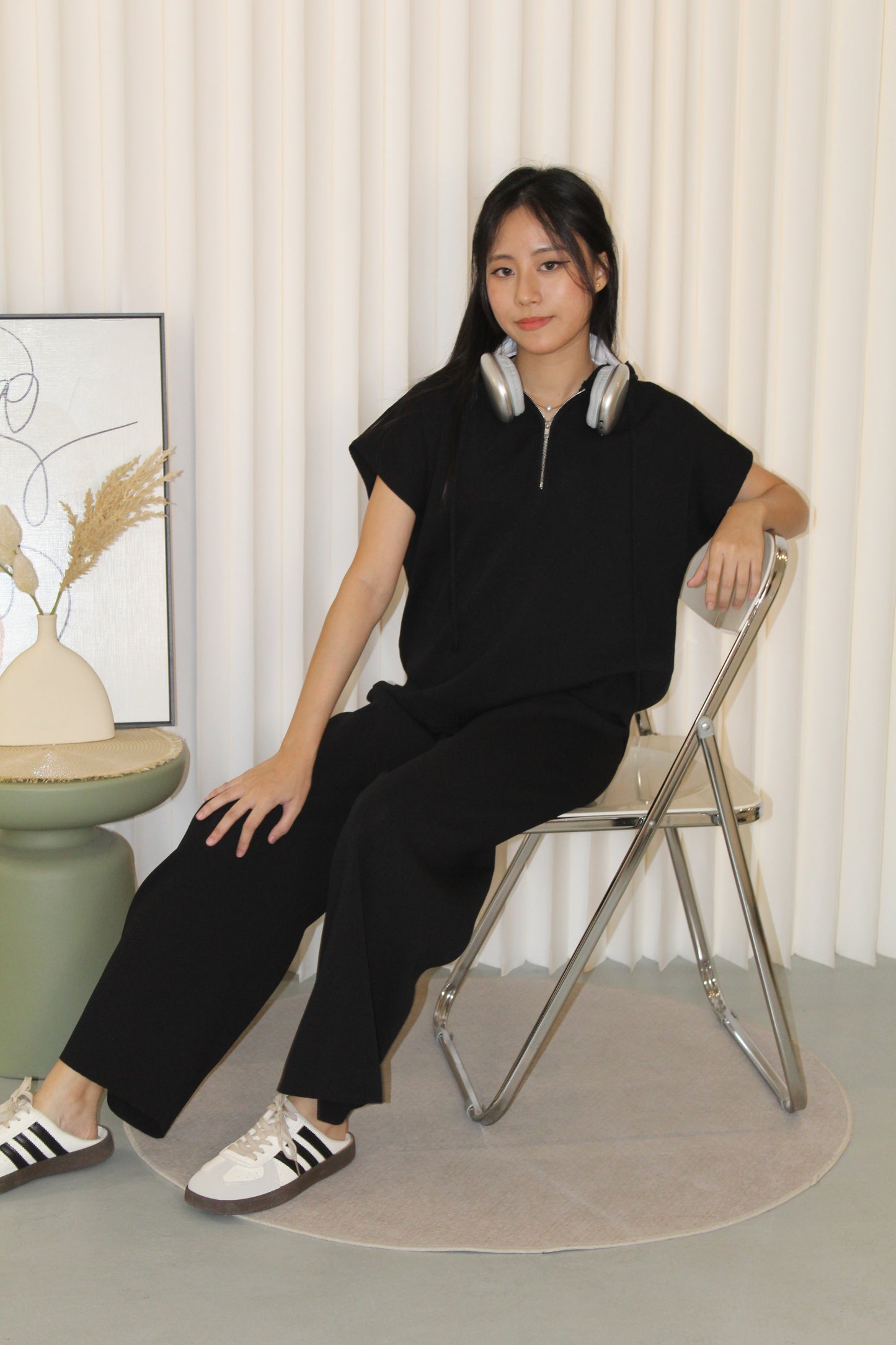 Aiko Knit Two Piece Pants Set (Khaki)