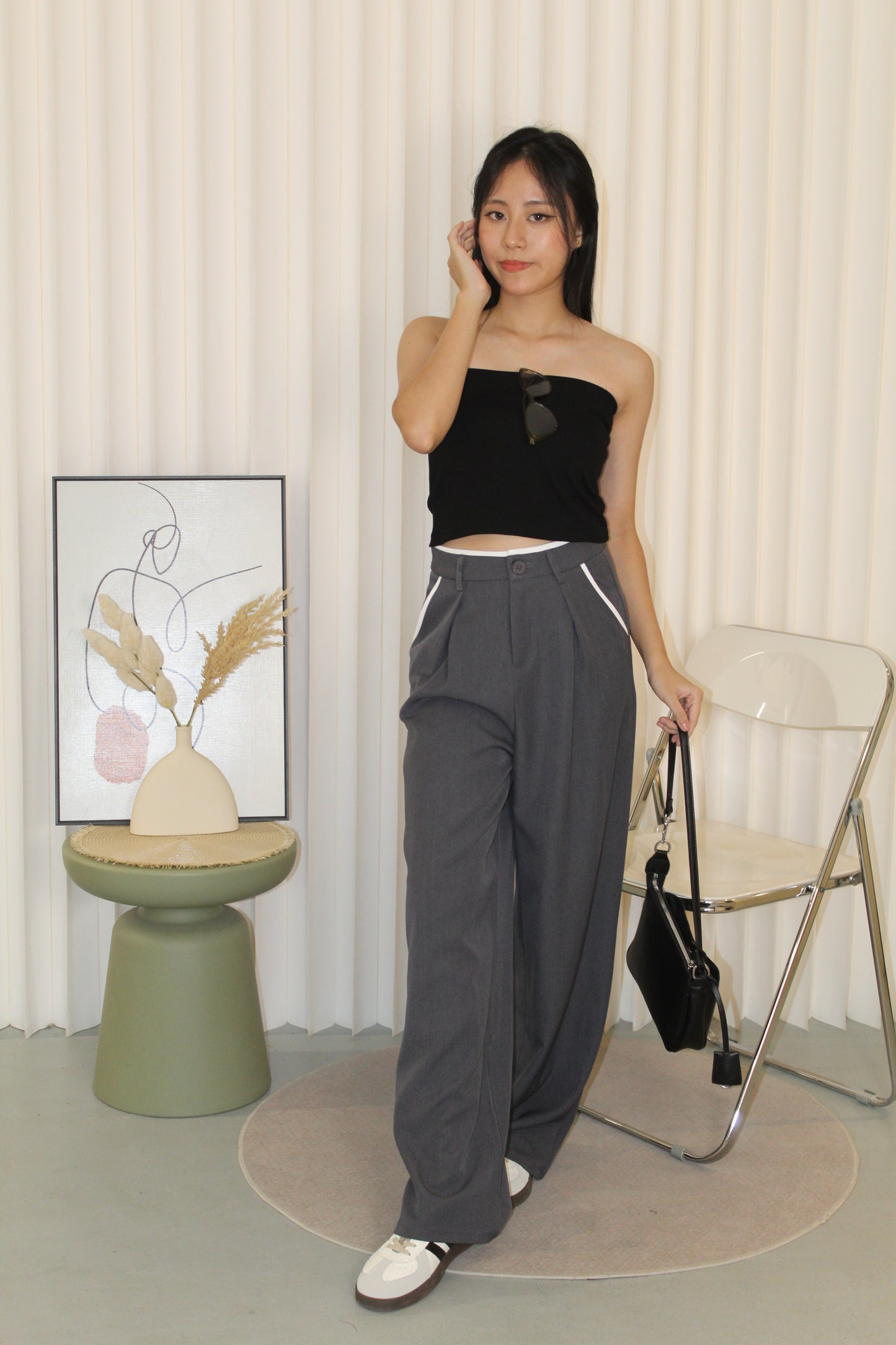 Liora Block Color Suit Pants (Black)