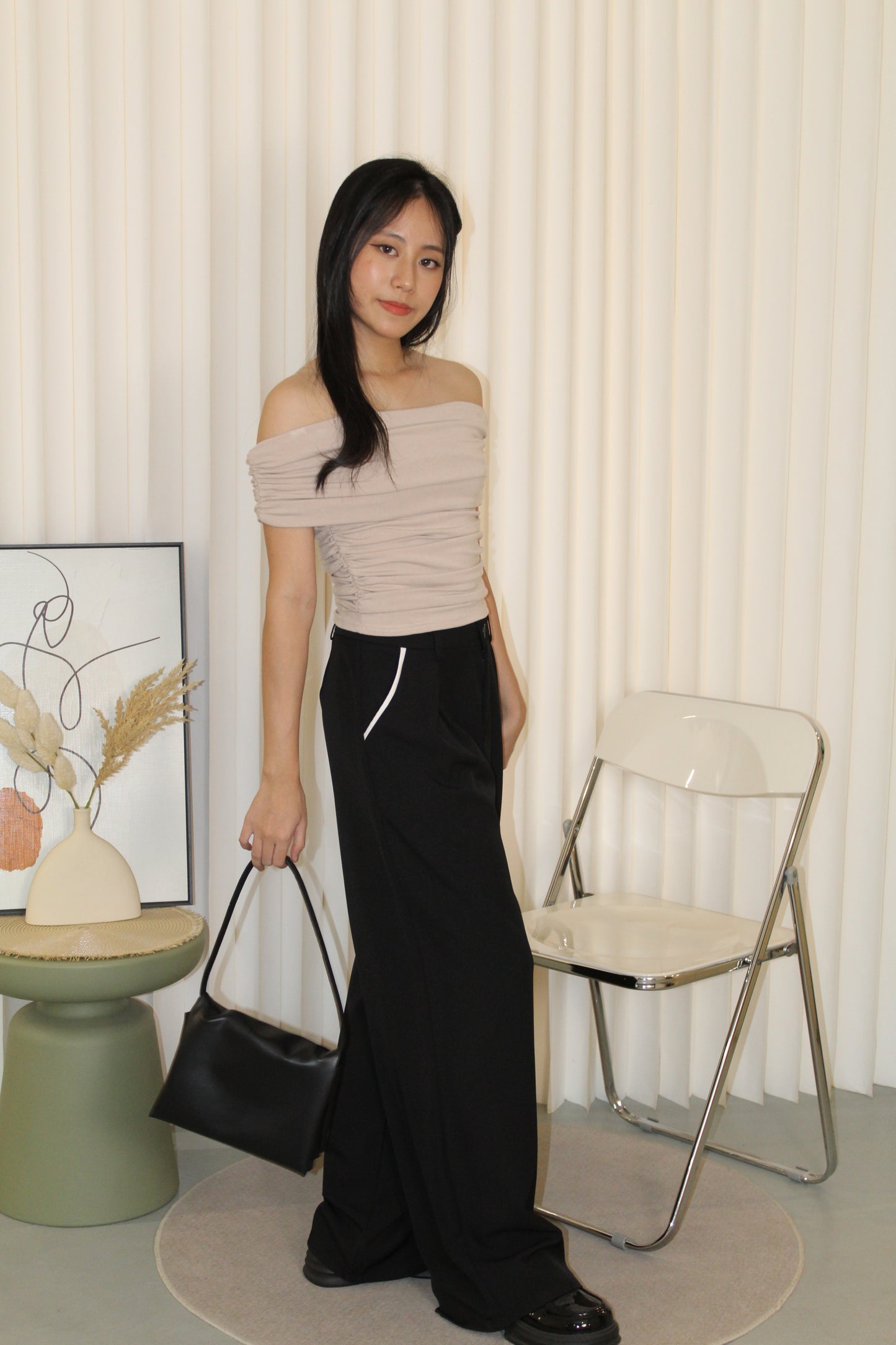 Liora Block Color Suit Pants (Black)