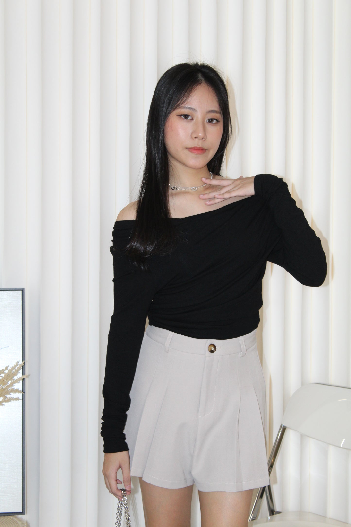 Ravina Long Sleeve Top (Black)
