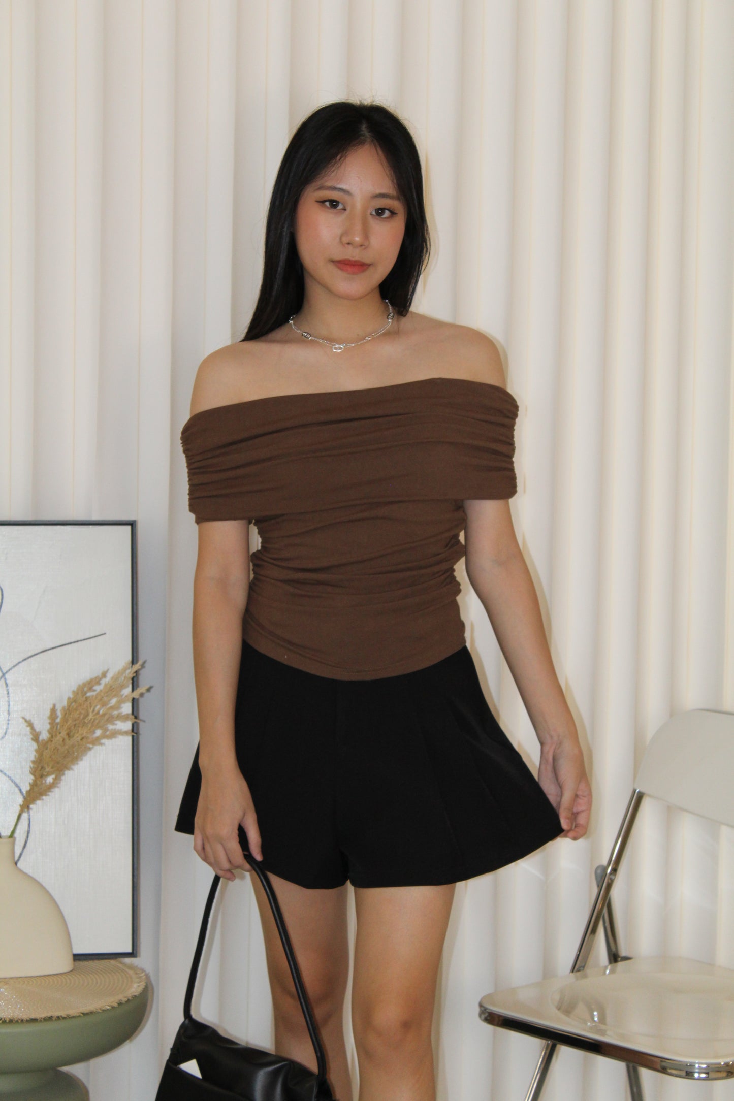 Aralyn Off Shoulder Top (Grey)