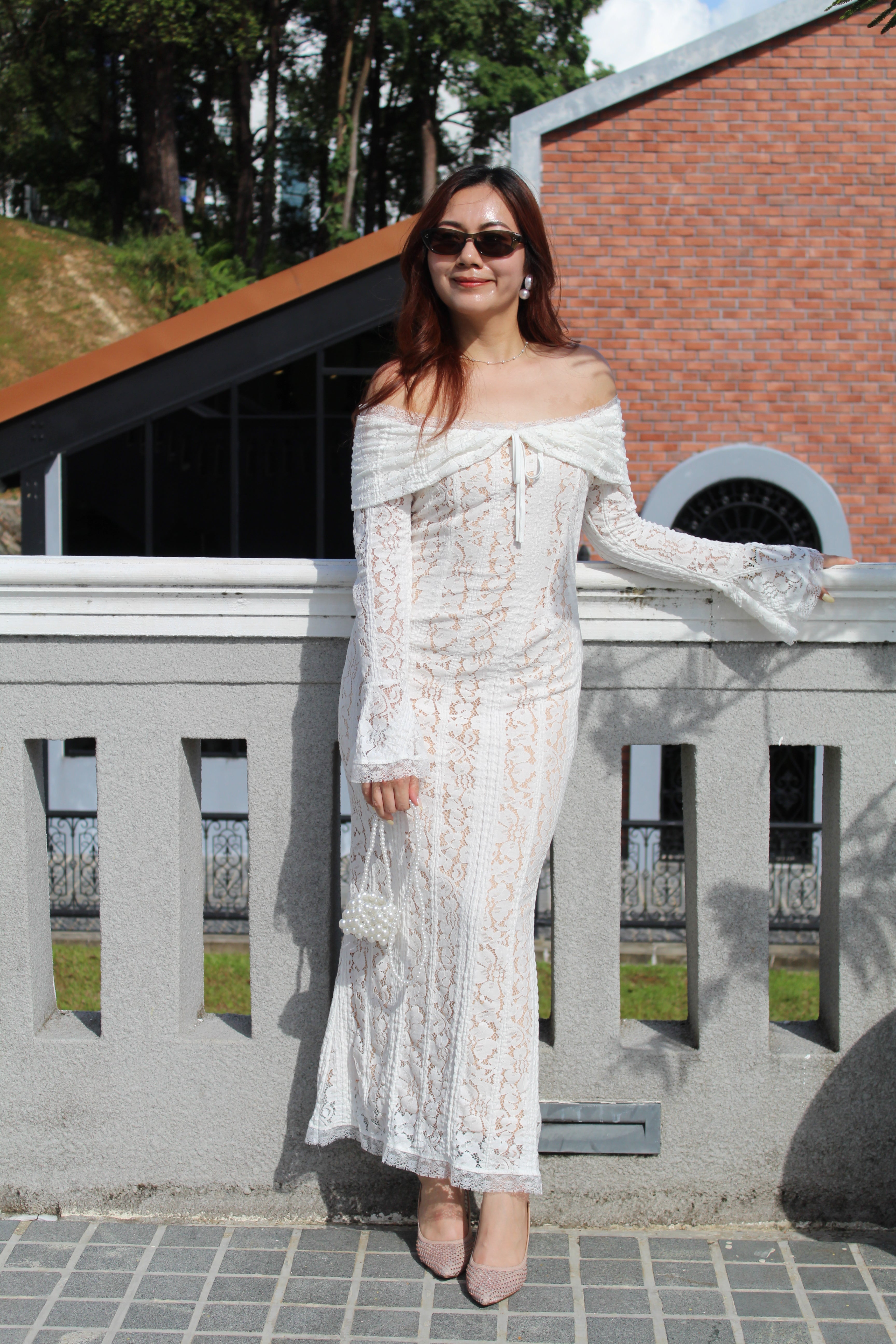 bianca lace maxi dress Long Sleeve (White) – Rui Chiffon Colors:Sage Green Polyester Designer Style ID Allen Edmonds Belts Gold Applique Quinceanera Dress