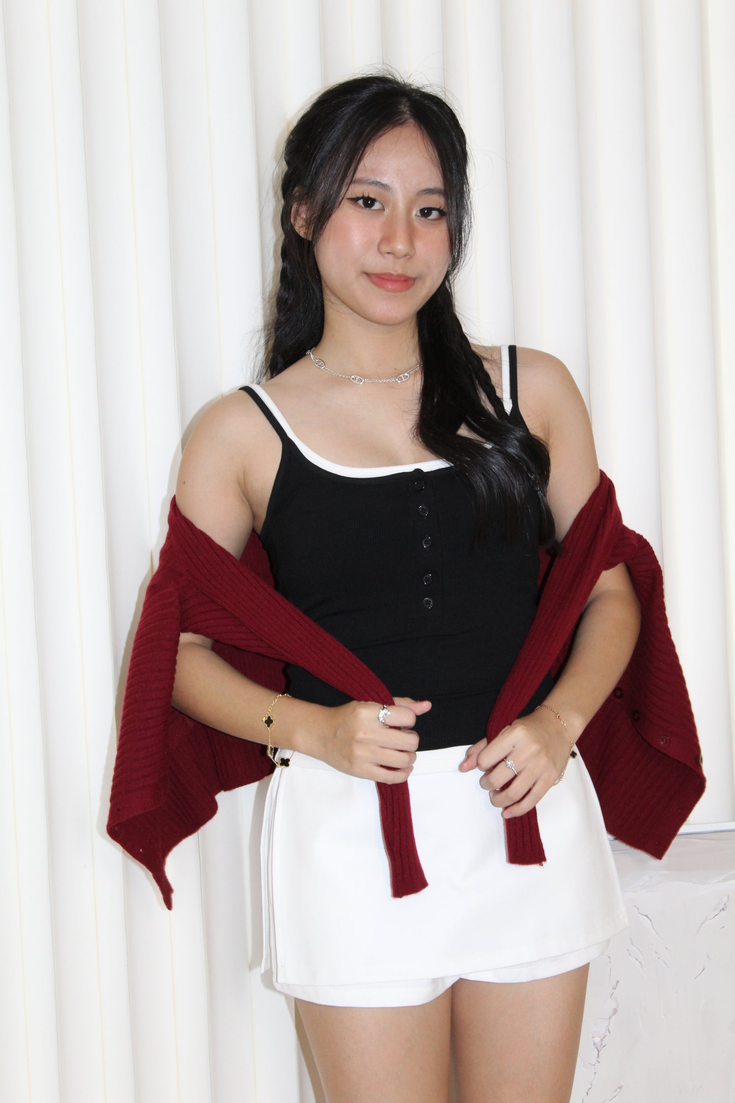 Adeline Block Color Padded Top (Red)