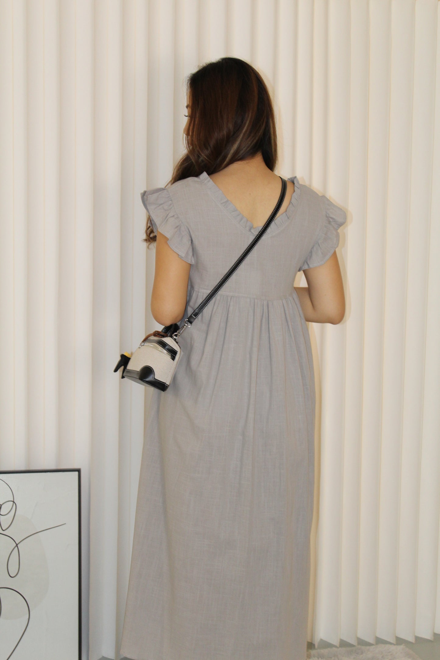 Yukie Cotton Flare Dress (Grey)