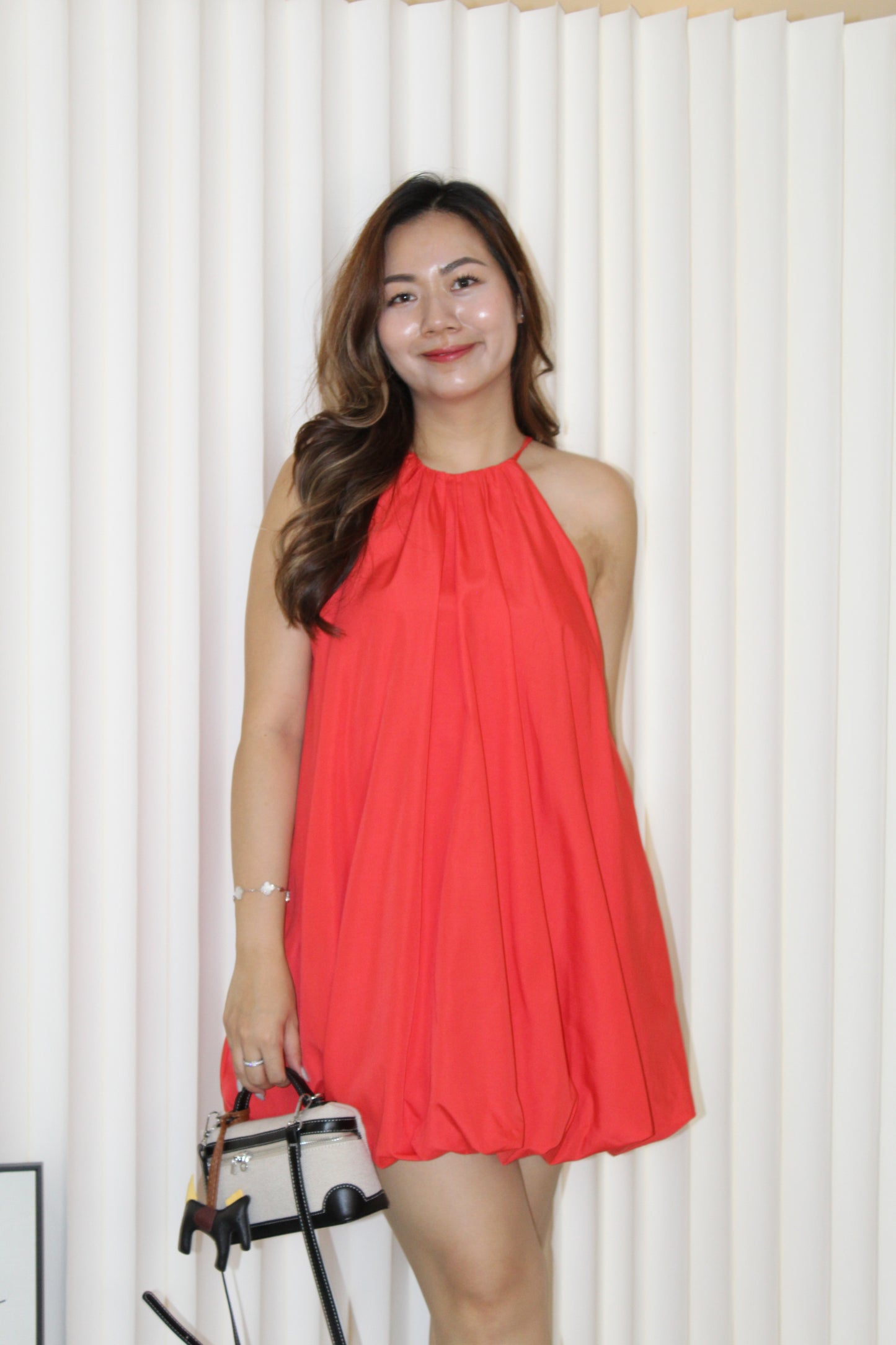 Lucy Halter Balloon Mini Dress (Red)