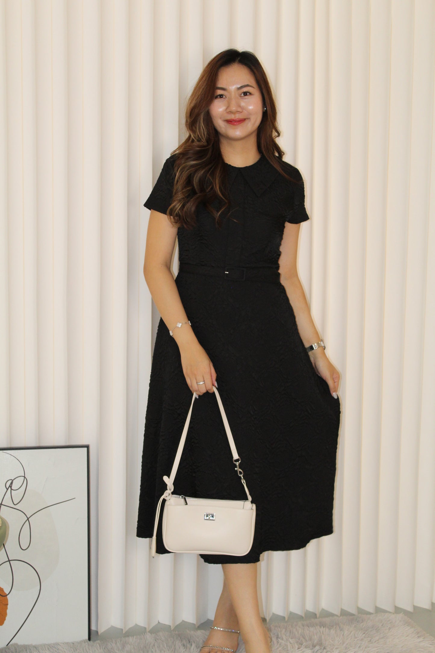 Florence A-Line Midaxi Dress (Black)
