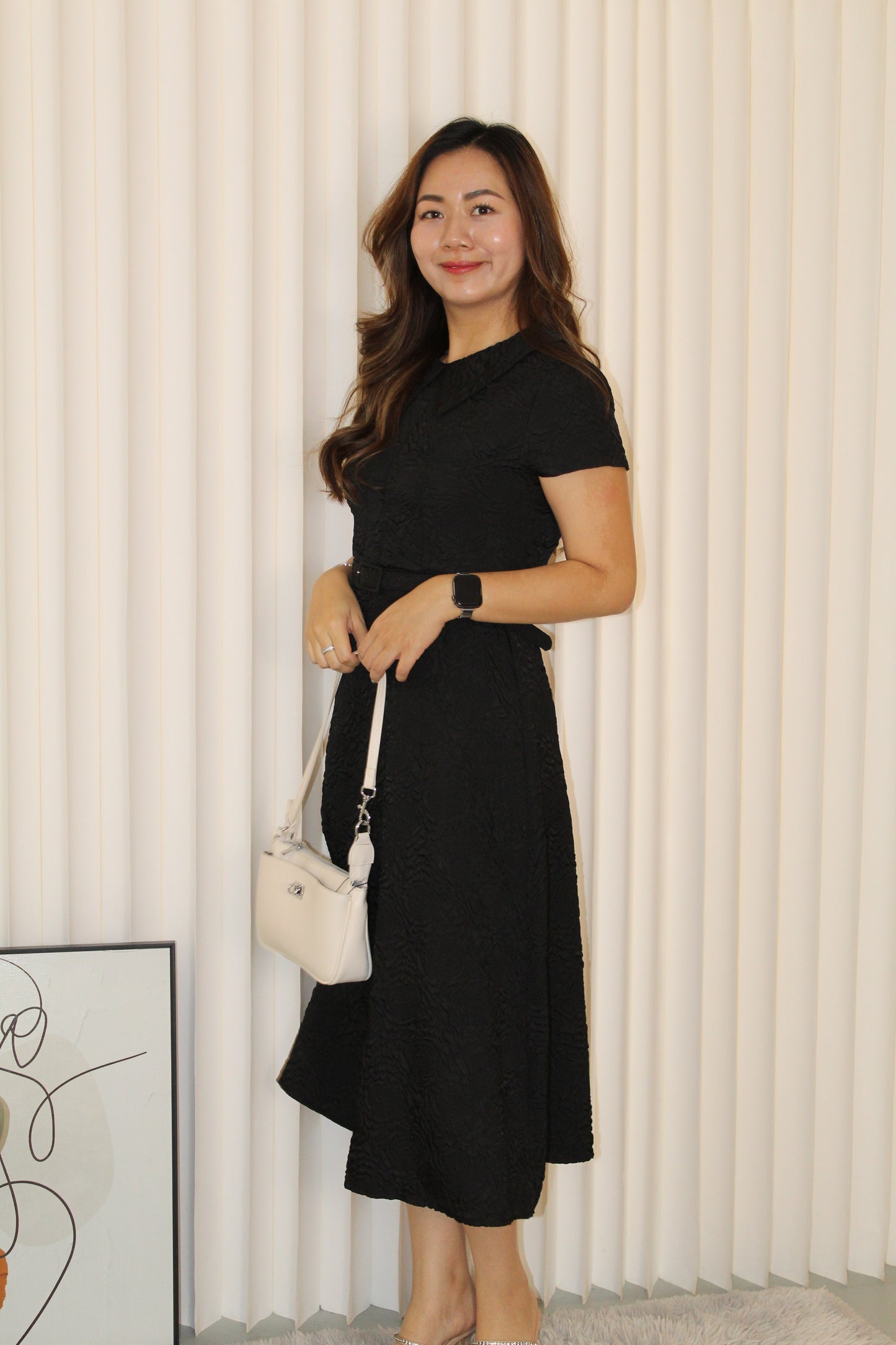 Florence A-Line Midaxi Dress (Black)