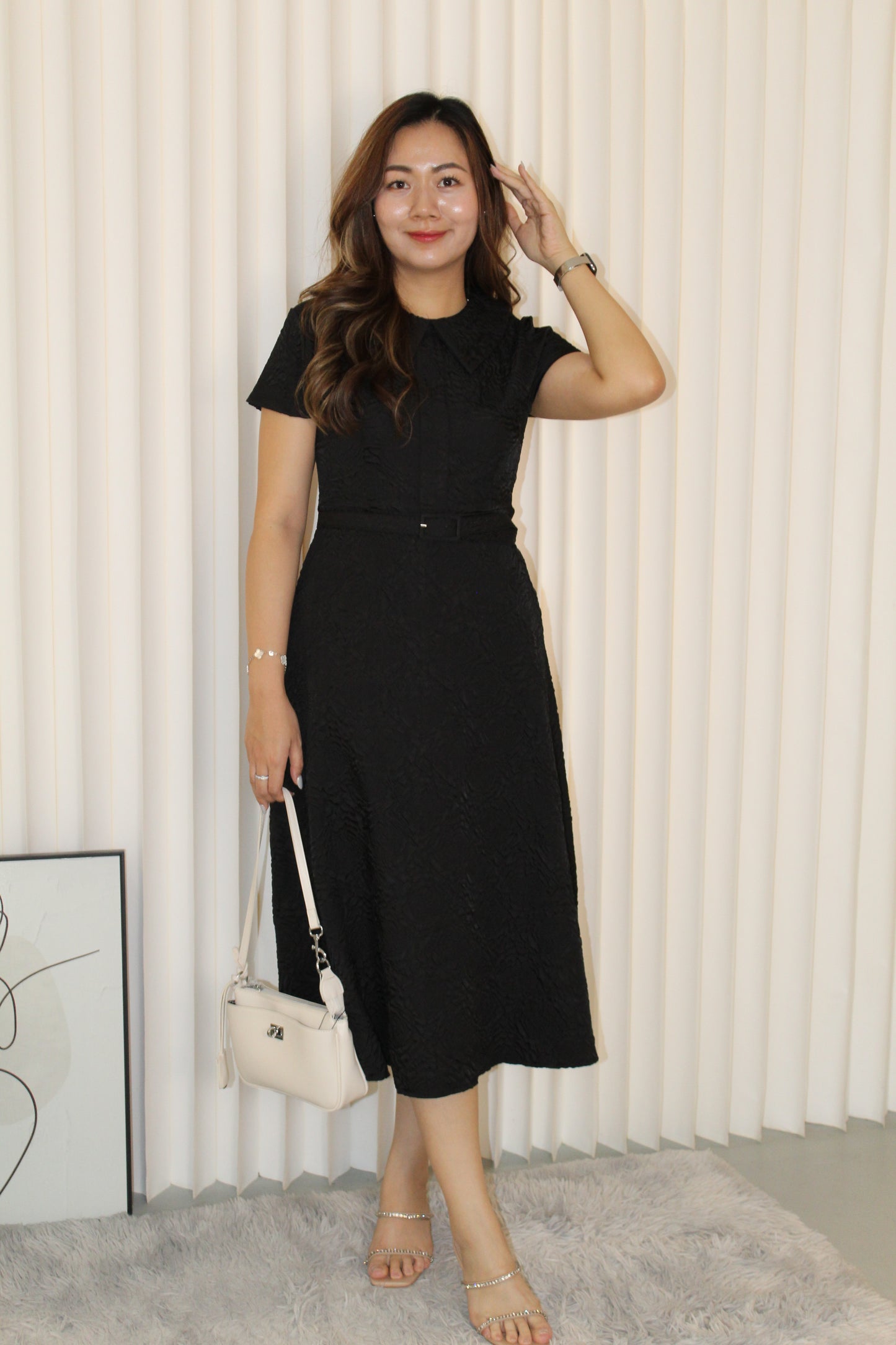 Florence A-Line Midaxi Dress (Black)