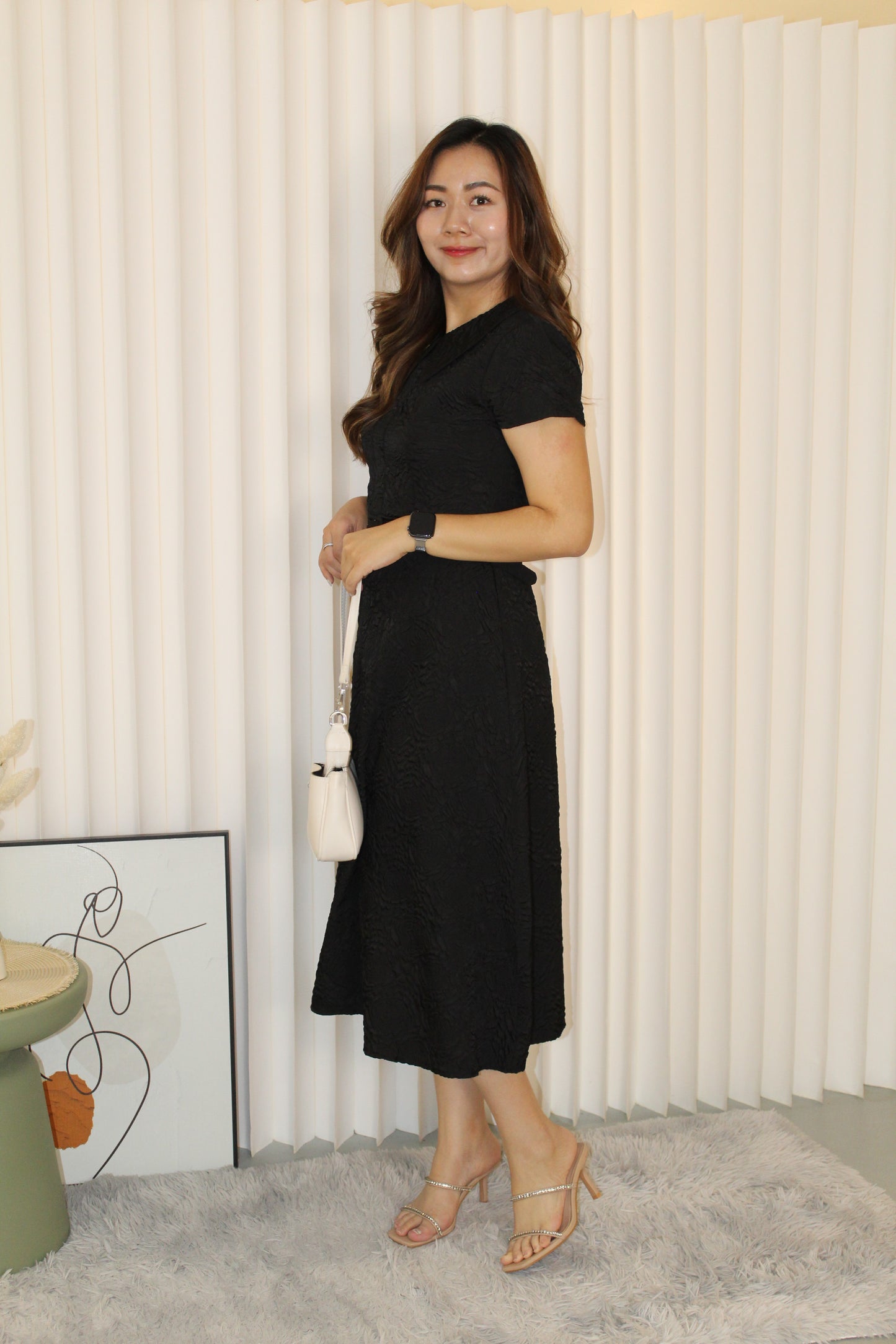 Florence A-Line Midaxi Dress (Black)