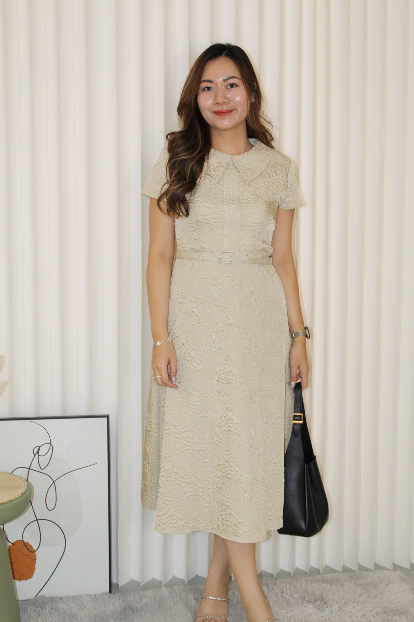 Florence A-Line Midaxi Dress (Black)