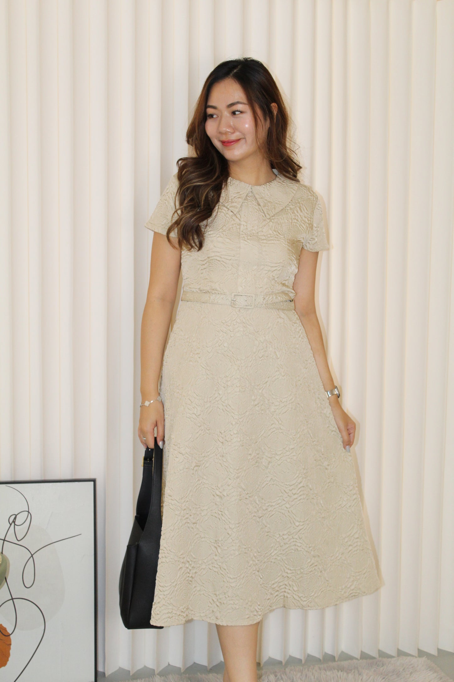 Florence A-Line Midaxi Dress (Black)