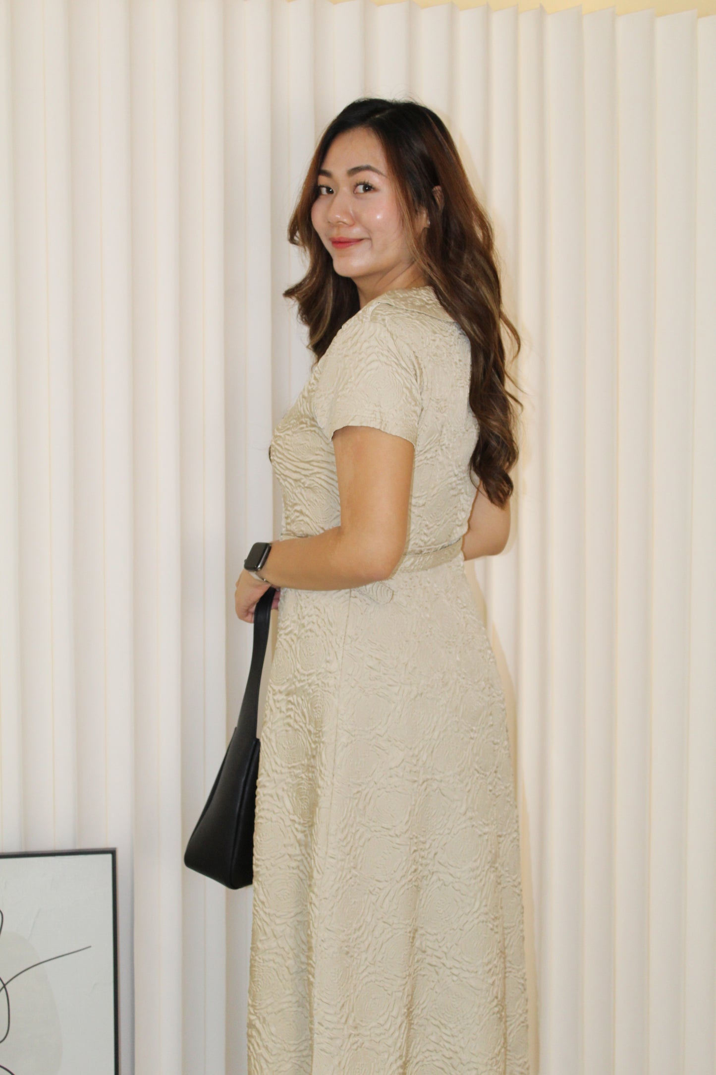 Florence A-Line Midaxi Dress (Black)