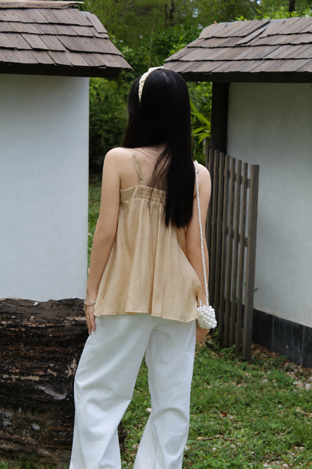 Ellie Ruffle Cami Top (Khaki)