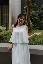 Vertie Bling Flare Two Piece Skirt Set (Blue)
