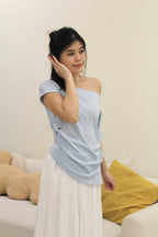 Frida Asymmetrical Ruched Top (Grey)
