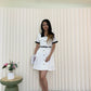 Fannie Collared Mini Dress with Belt (White)