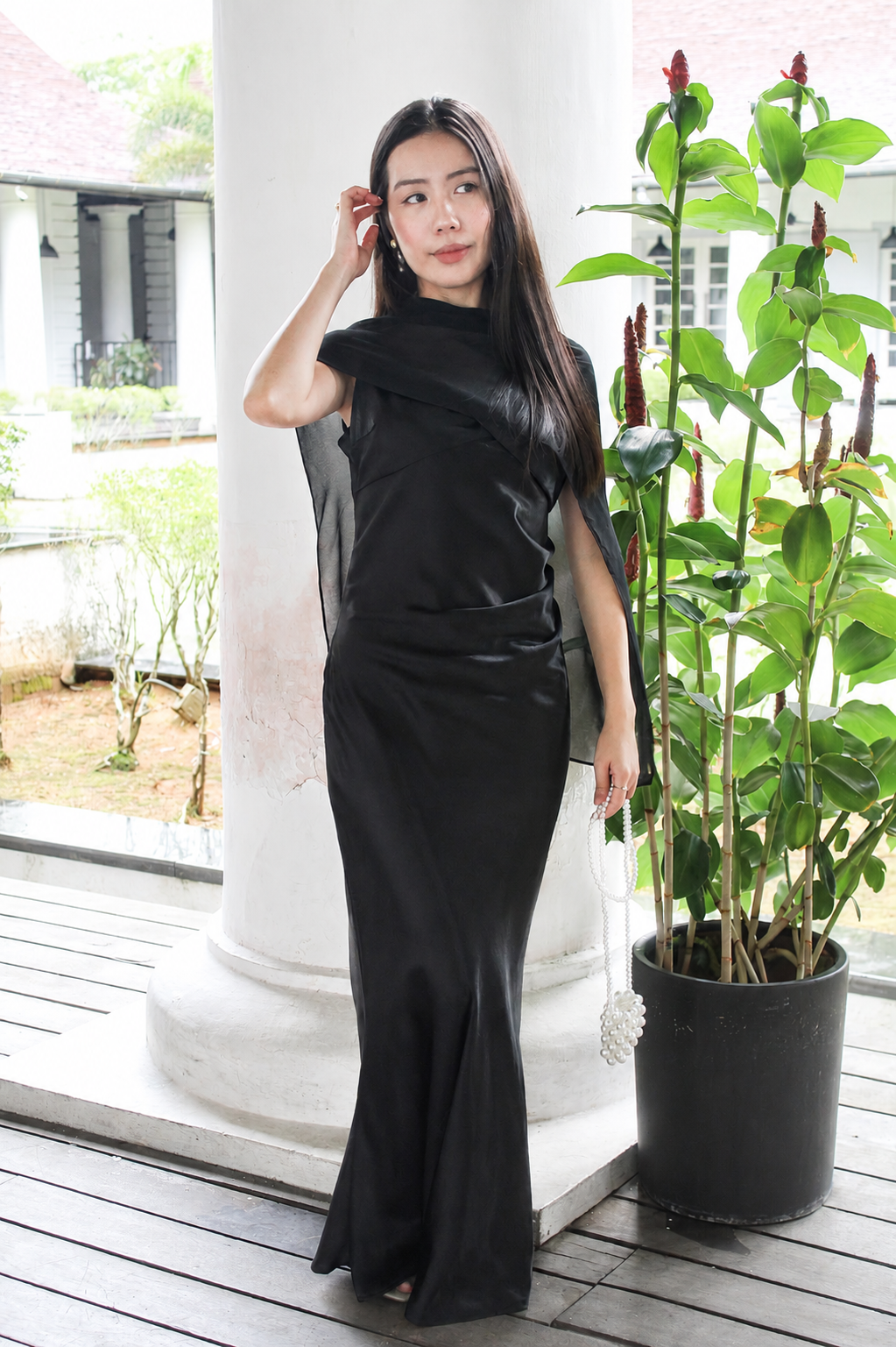 Tabby Satin Maxi Dress (Black)