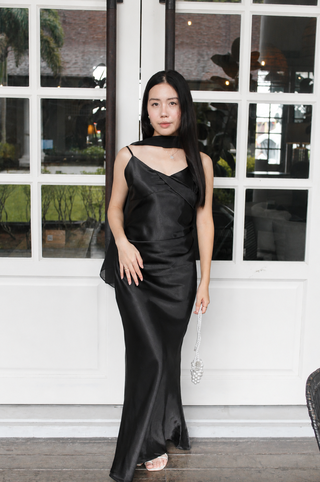 Tabby Satin Maxi Dress (Black)