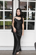 Tabby Satin Maxi Dress (Black)