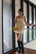 Chaya Flare Eyelet Top (Khaki)