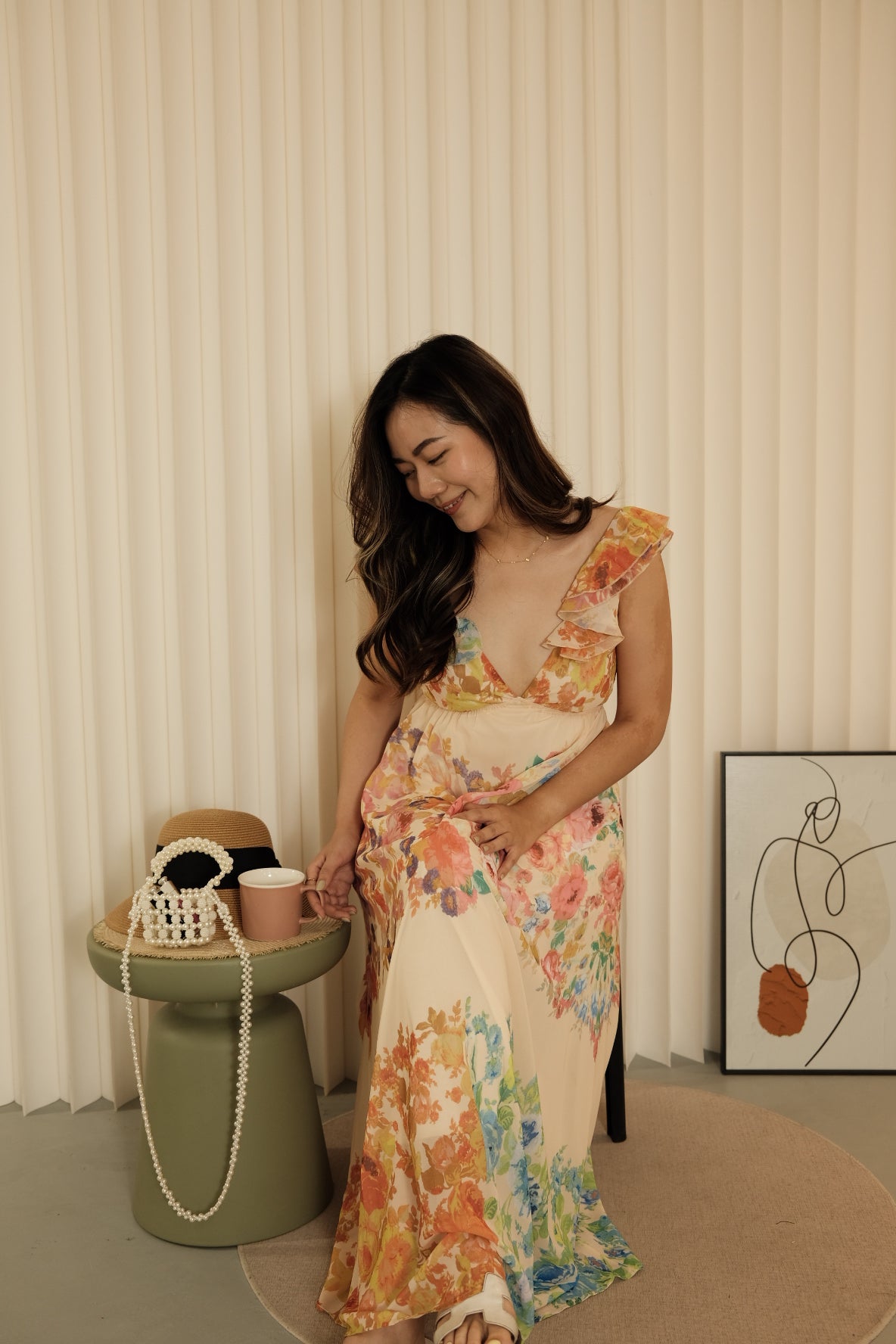 Careen Floral Deep V Maxi Dress