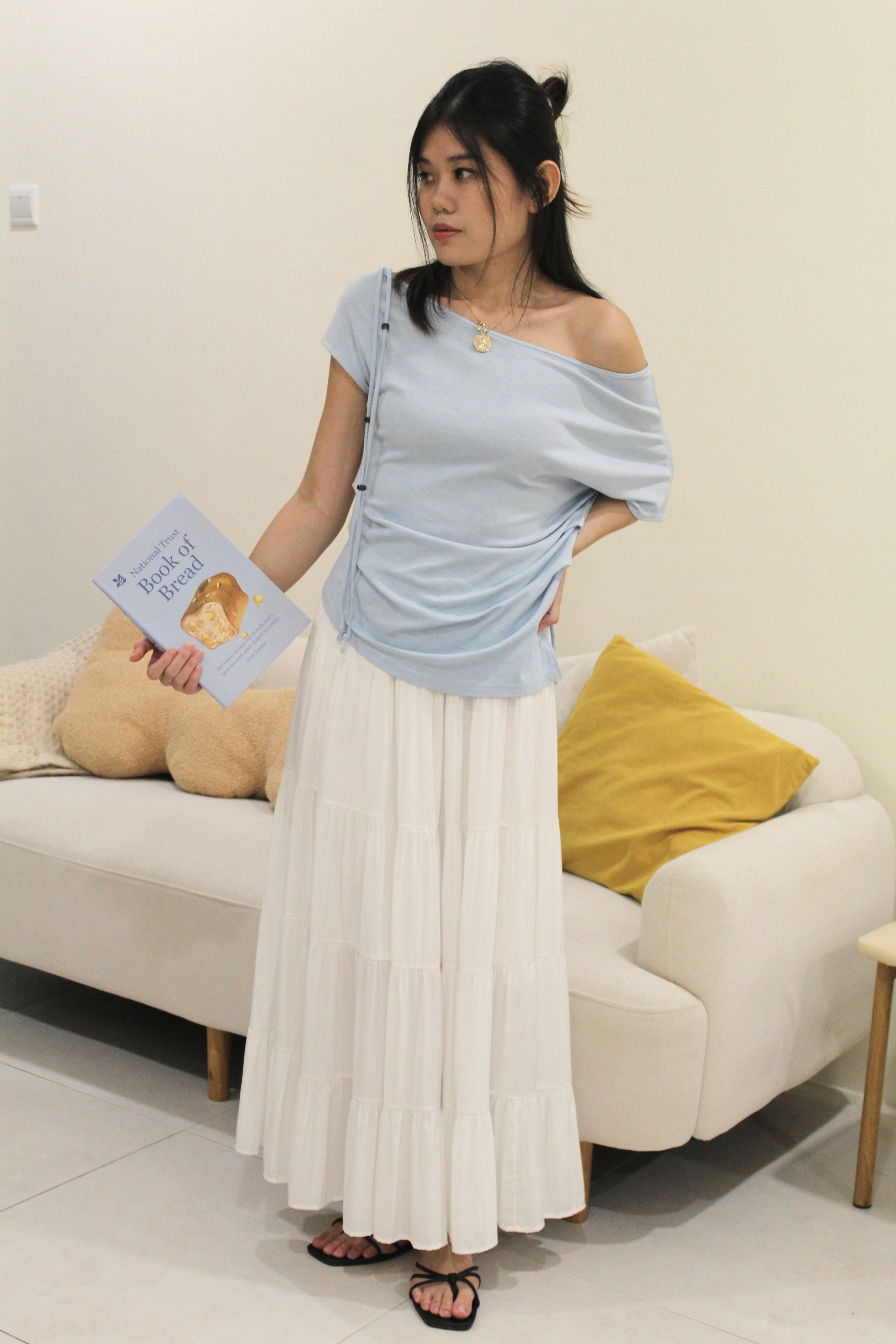 Frida Asymmetrical Ruched Top (Blue)