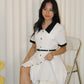 Fannie Collared Mini Dress with Belt (White)