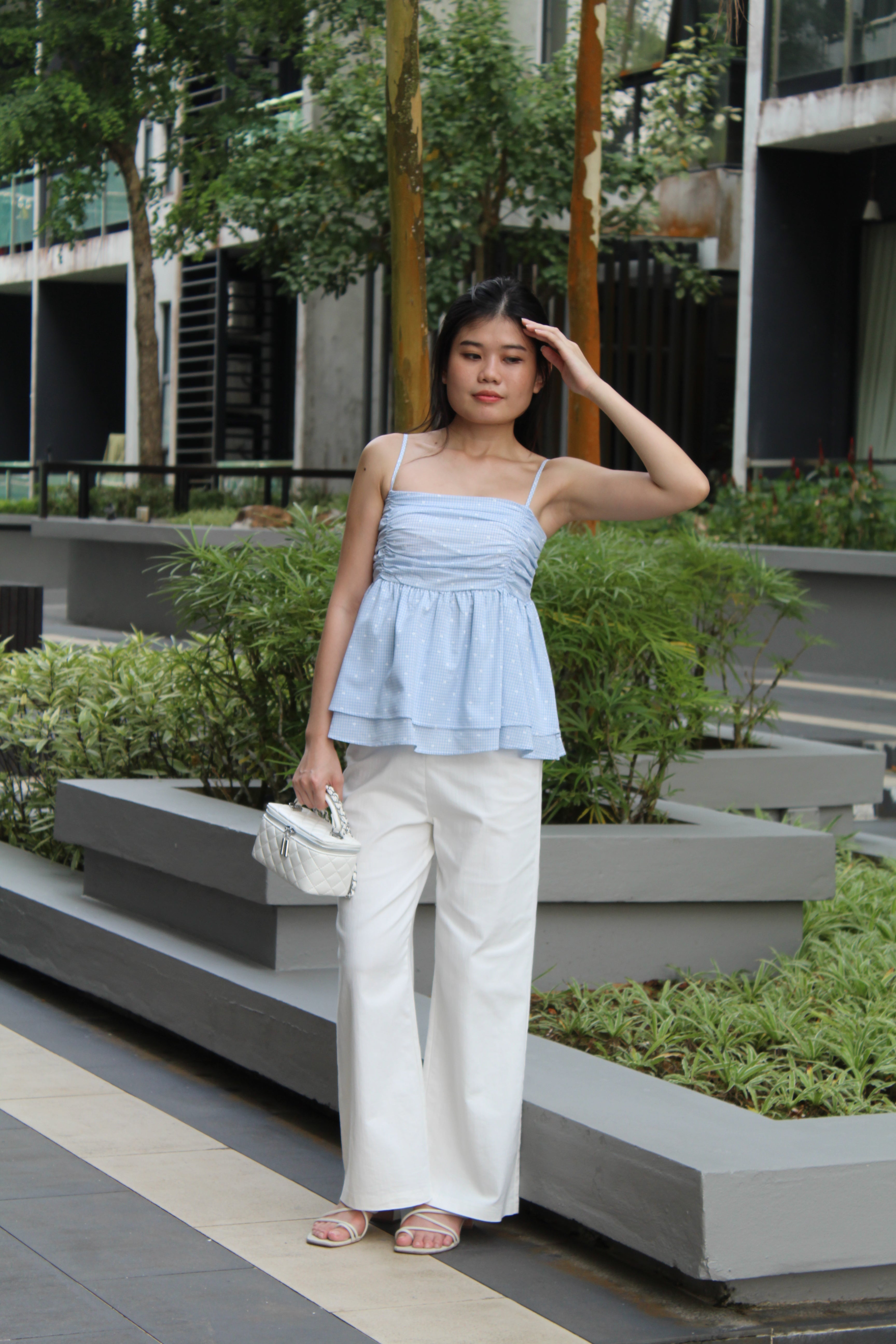 Chaya Flare Eyelet Top (Khaki)