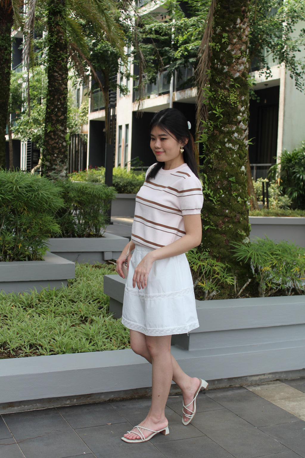 Gael Stripes Knit Top (Pink)