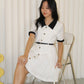 Fannie Collared Mini Dress with Belt (White)