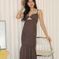 Aubrey Deep V Bare Back Dress (Brown)