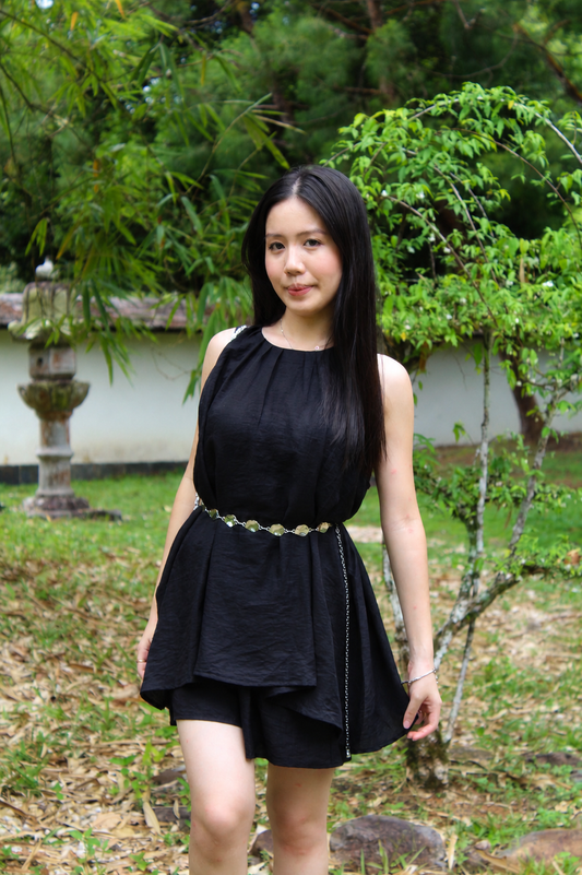 Vania Two Piece Shorts Set (Black)