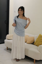 Frida Asymmetrical Ruched Top (Blue)