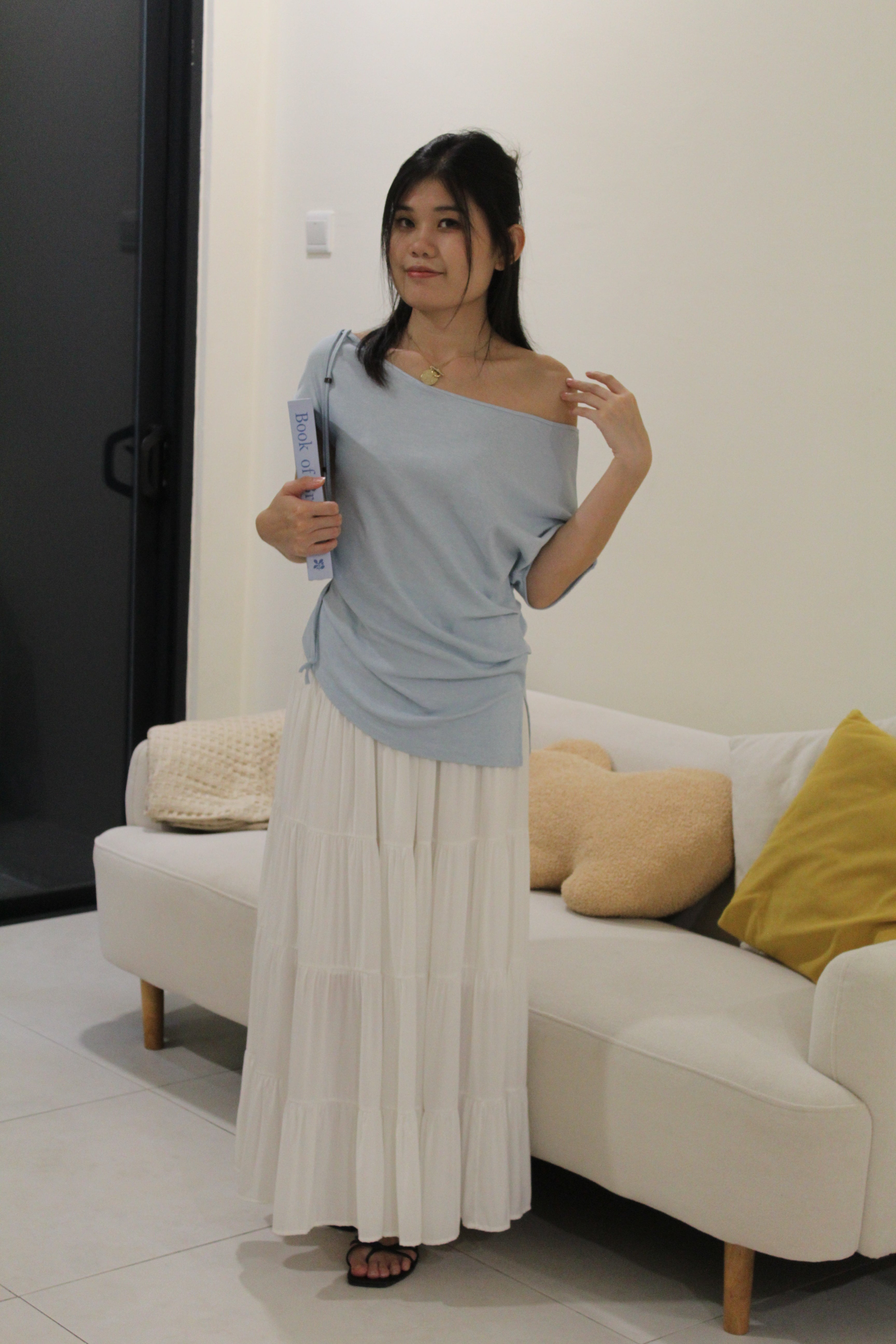 Frida Asymmetrical Ruched Top (Blue)