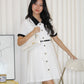 Fannie Collared Mini Dress with Belt (White)