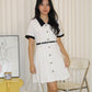 Fannie Collared Mini Dress with Belt (White)