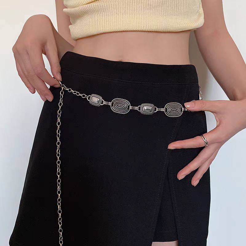Vintage Metal Strap Belt (Silver)