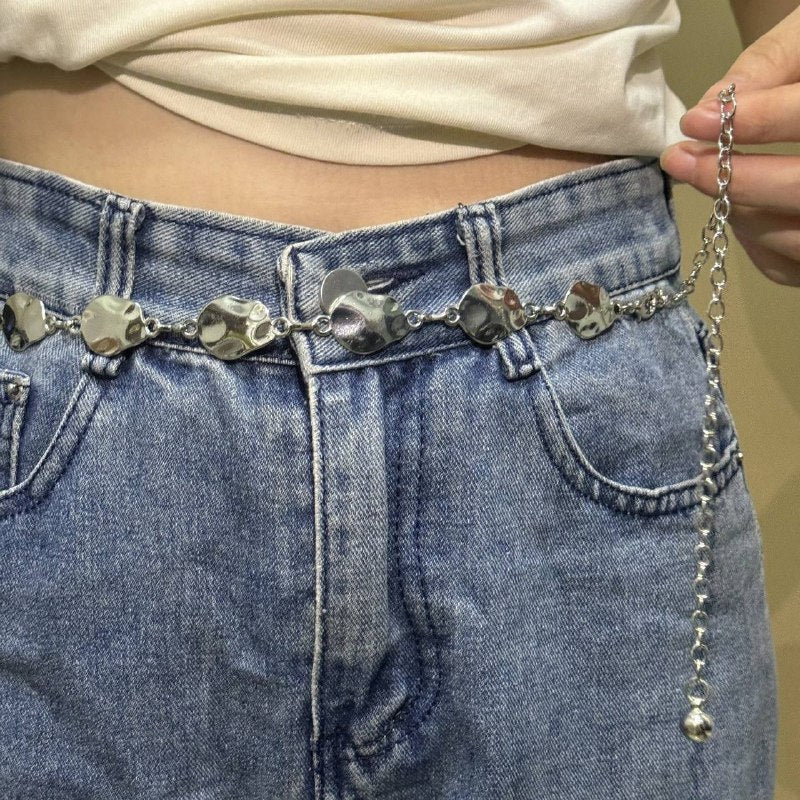 Asymmetrical Strap Belt (Silver)