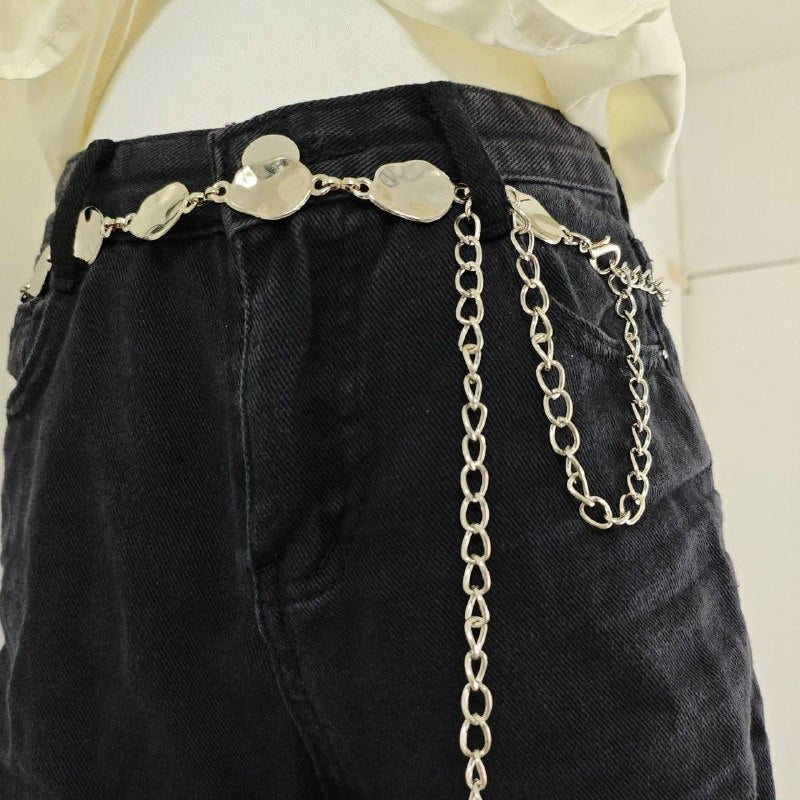 Asymmetrical Strap Belt (Silver)