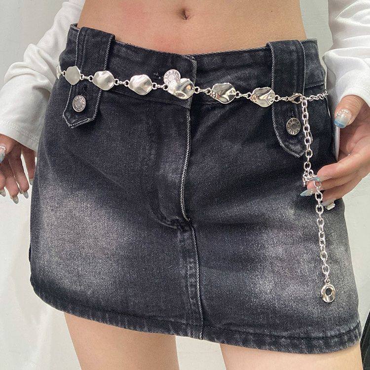 Asymmetrical Strap Belt (Silver)