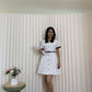 Fannie Collared Mini Dress with Belt (White)