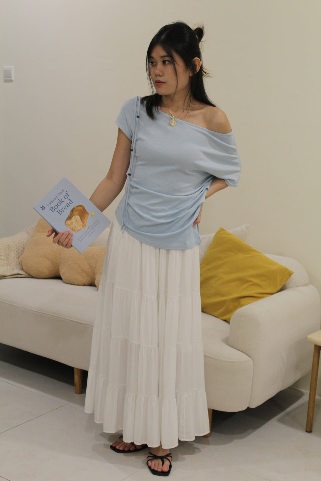 Frida Asymmetrical Ruched Top (Blue)