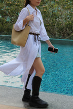 Barette Collared Maxi Dress (White)
