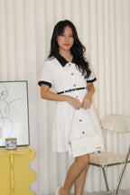 Fannie Collared Mini Dress with Belt (White)