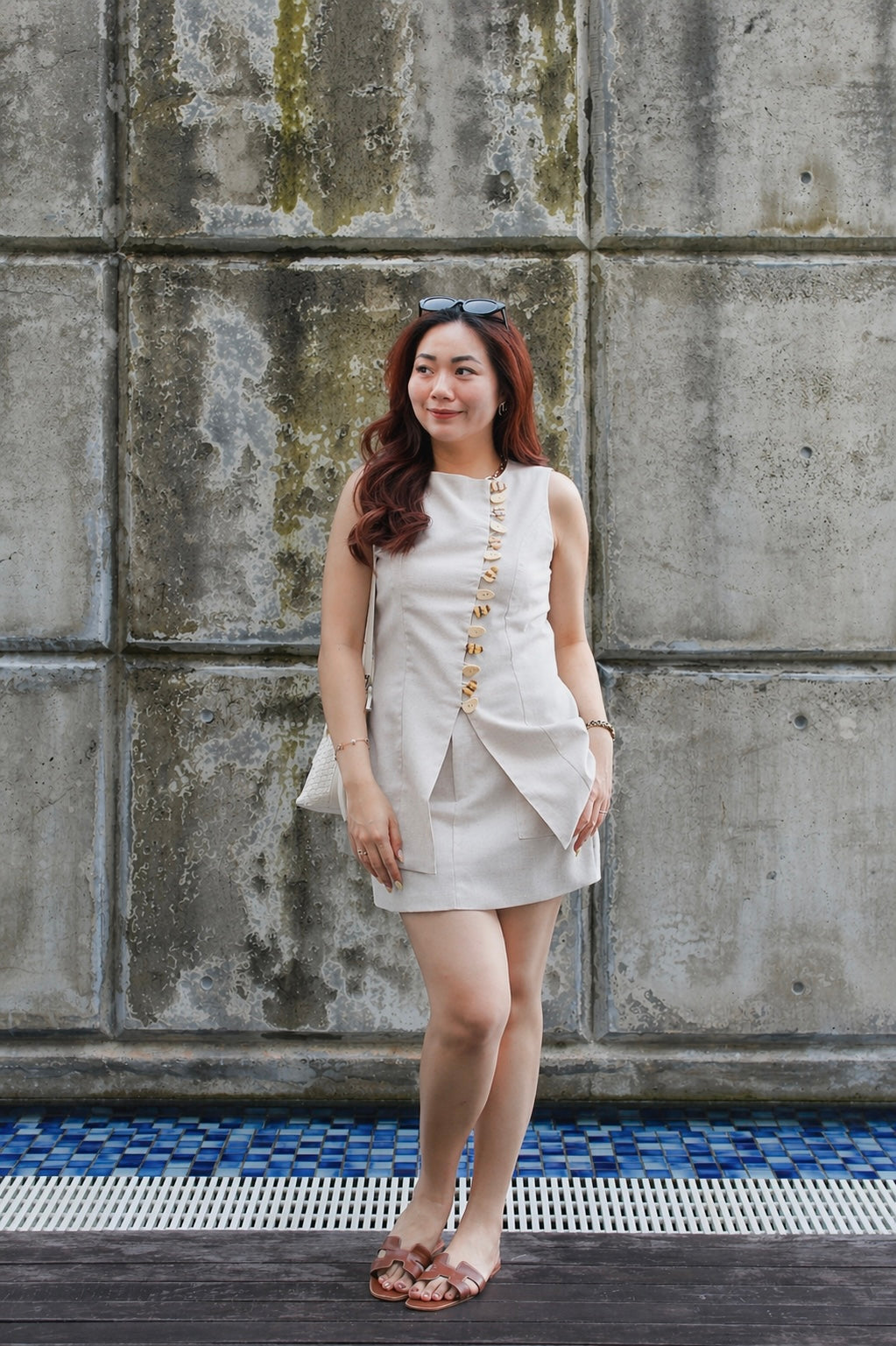 Emily Linen Vest Top (Cream)