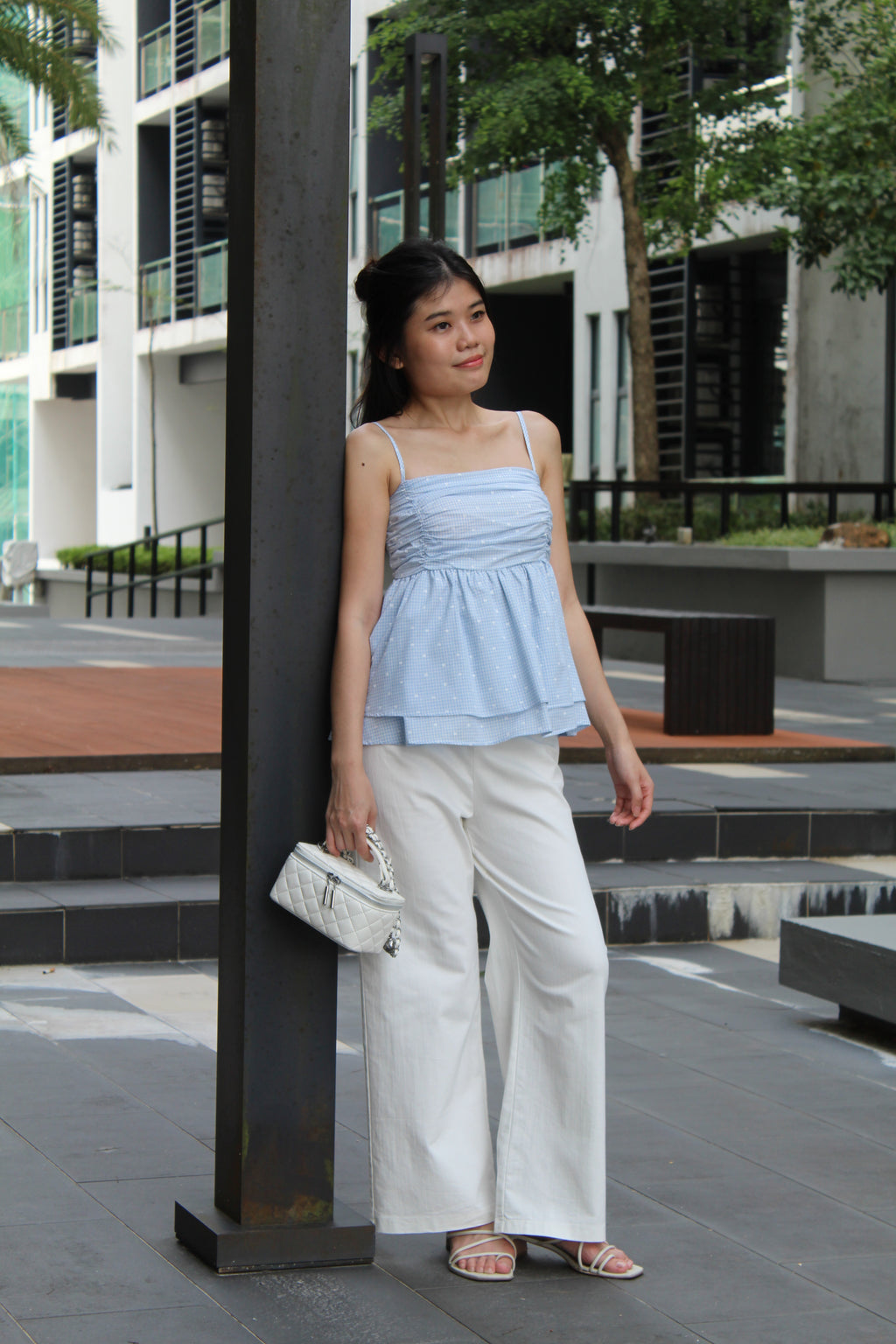 Chaya Flare Eyelet Top (Khaki)