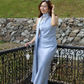 Lorelle Satin Bare Back Maxi Dress (Blue)