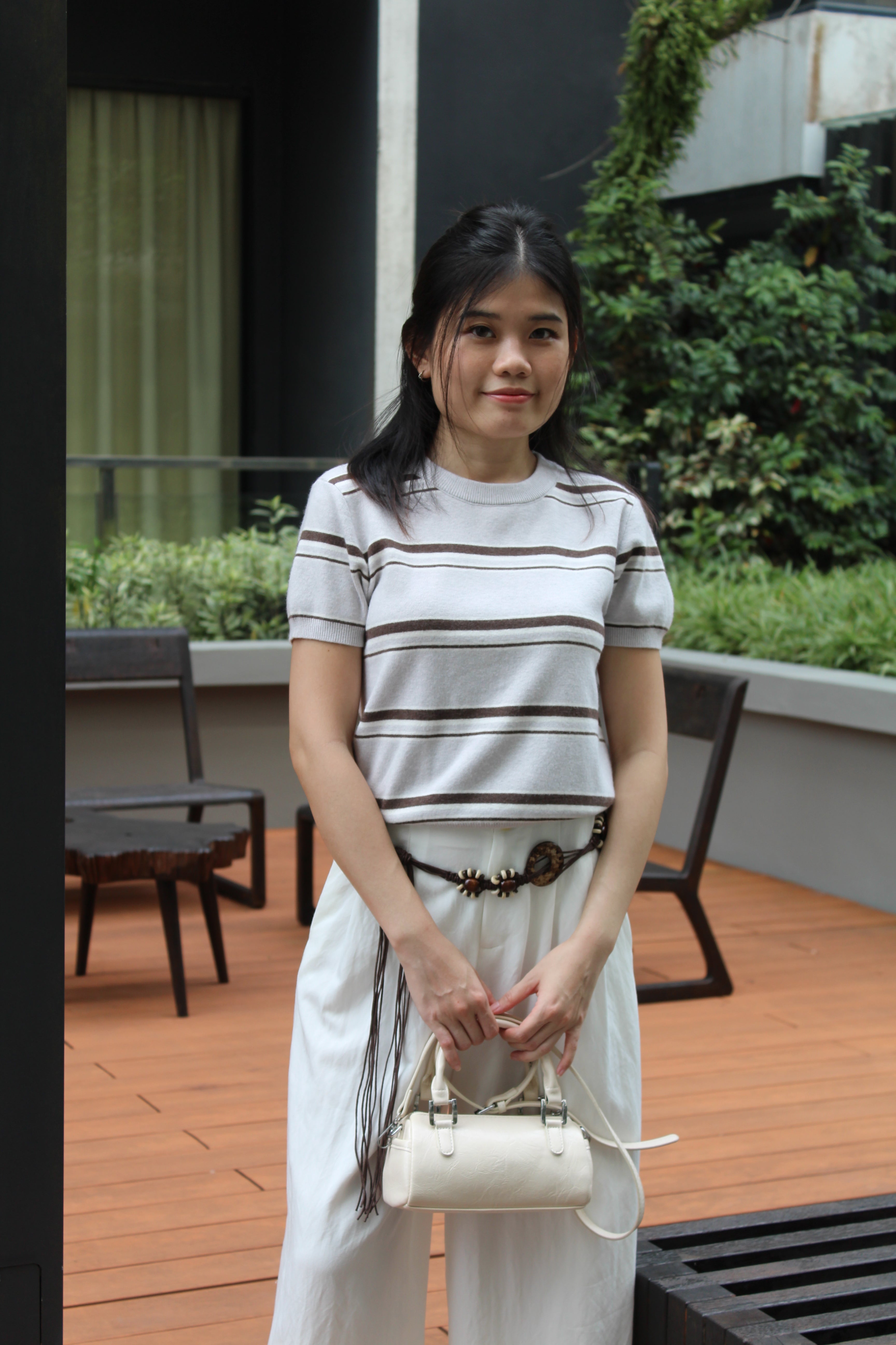 Gael Stripes Knit Top (Grey)